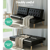 Sofas & Sofa Beds: Artiss Sofa Bed Couch 2 Seater Lounge Fabric Black