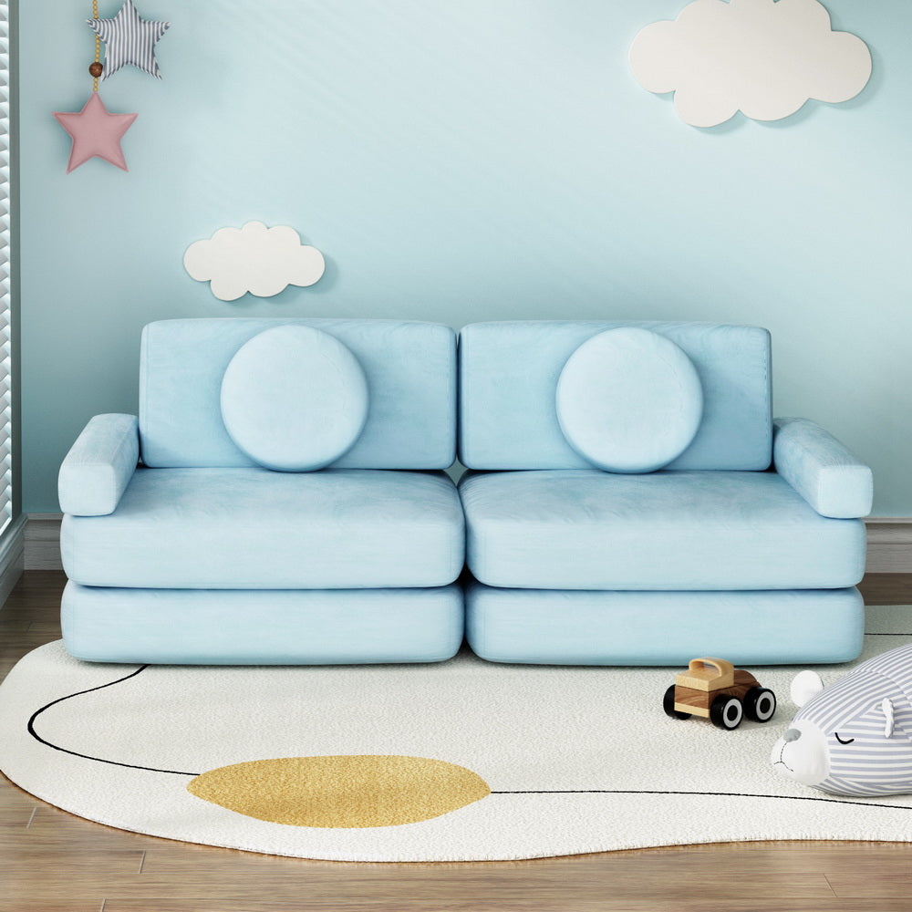 Sofas & Sofa Beds: Artiss Sofa Bed 2 Seater Couch Kid Play DIY Modular Lounge Chaise Suite Velvet