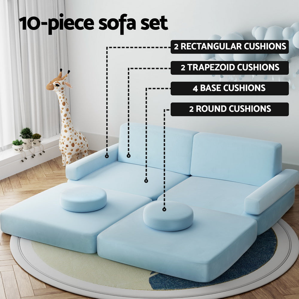 Sofas & Sofa Beds: Artiss Sofa Bed 2 Seater Couch Kid Play DIY Modular Lounge Chaise Suite Velvet