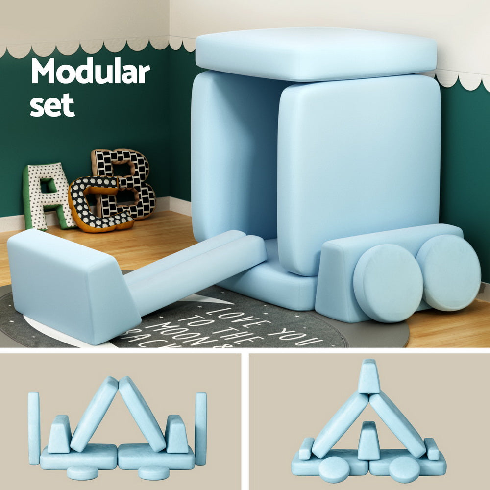 Sofas & Sofa Beds: Artiss Sofa Bed 2 Seater Couch Kid Play DIY Modular Lounge Chaise Suite Velvet