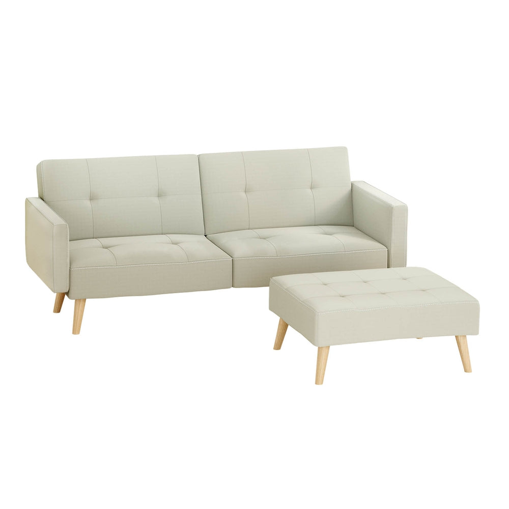 Sofas & Sofa Beds: Artiss Sofa Bed Lounge Convertible Ottoman Couch Recliner 3 Seater Fabric Beige