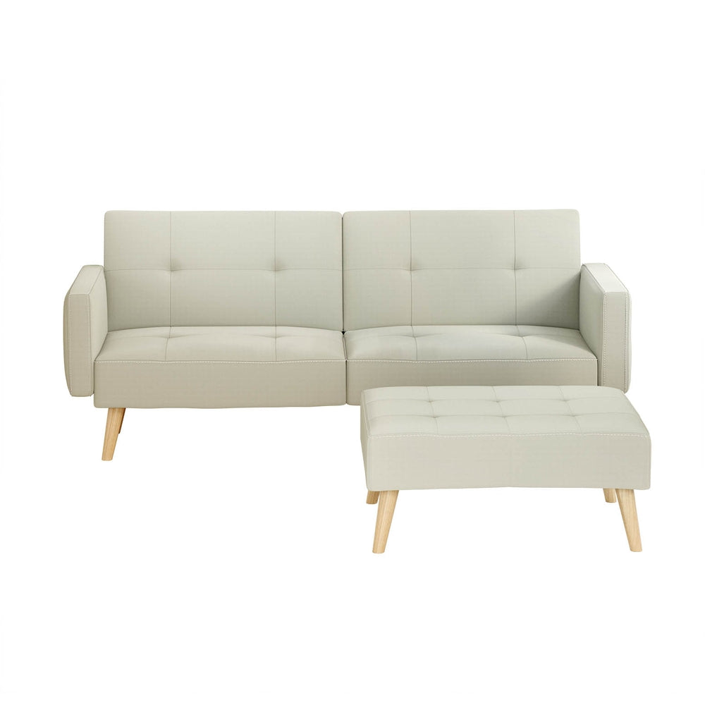 Sofas & Sofa Beds: Artiss Sofa Bed Lounge Convertible Ottoman Couch Recliner 3 Seater Fabric Beige