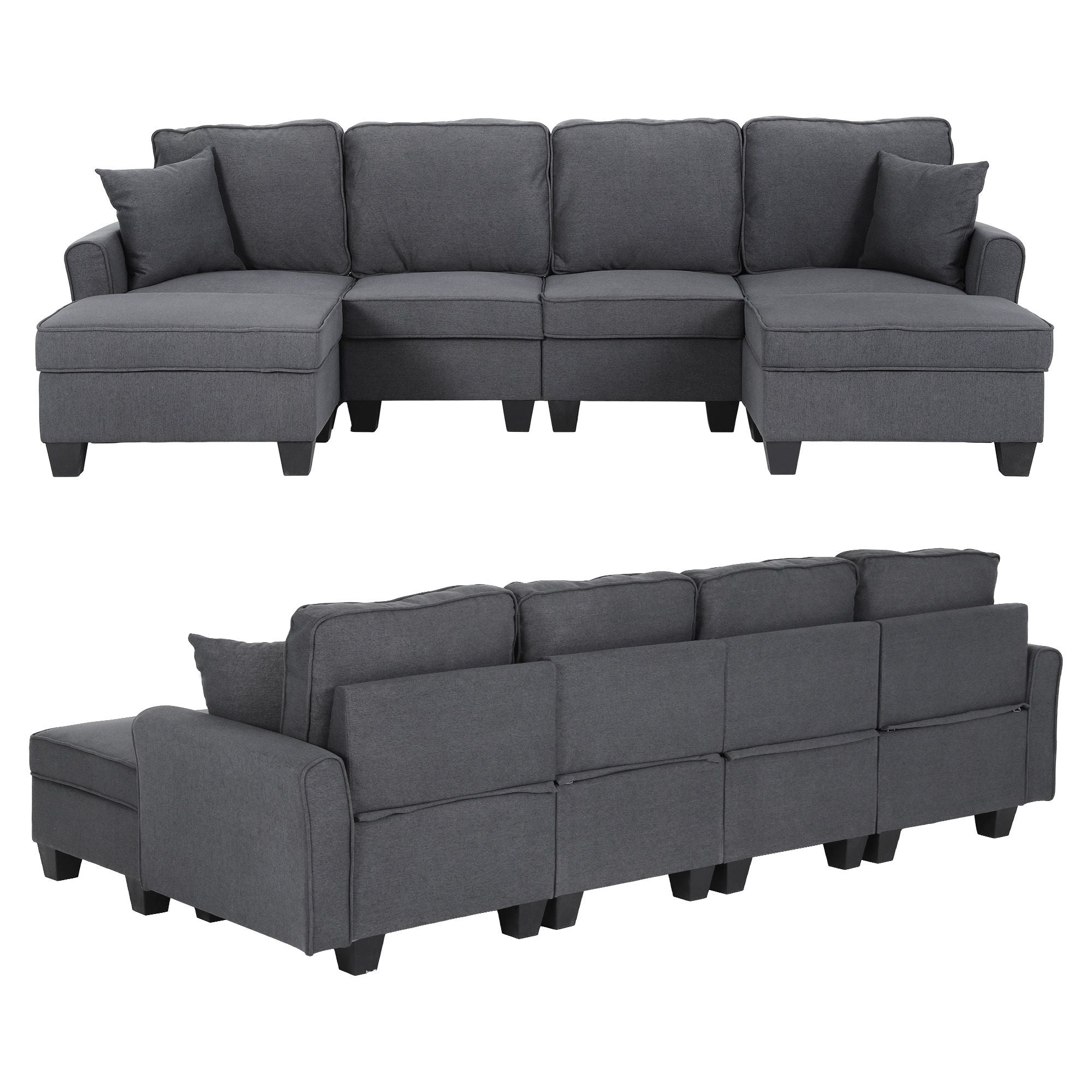 Artiss Modular Sectional U Shaped Storage Sofa Couches for Living Room Grey