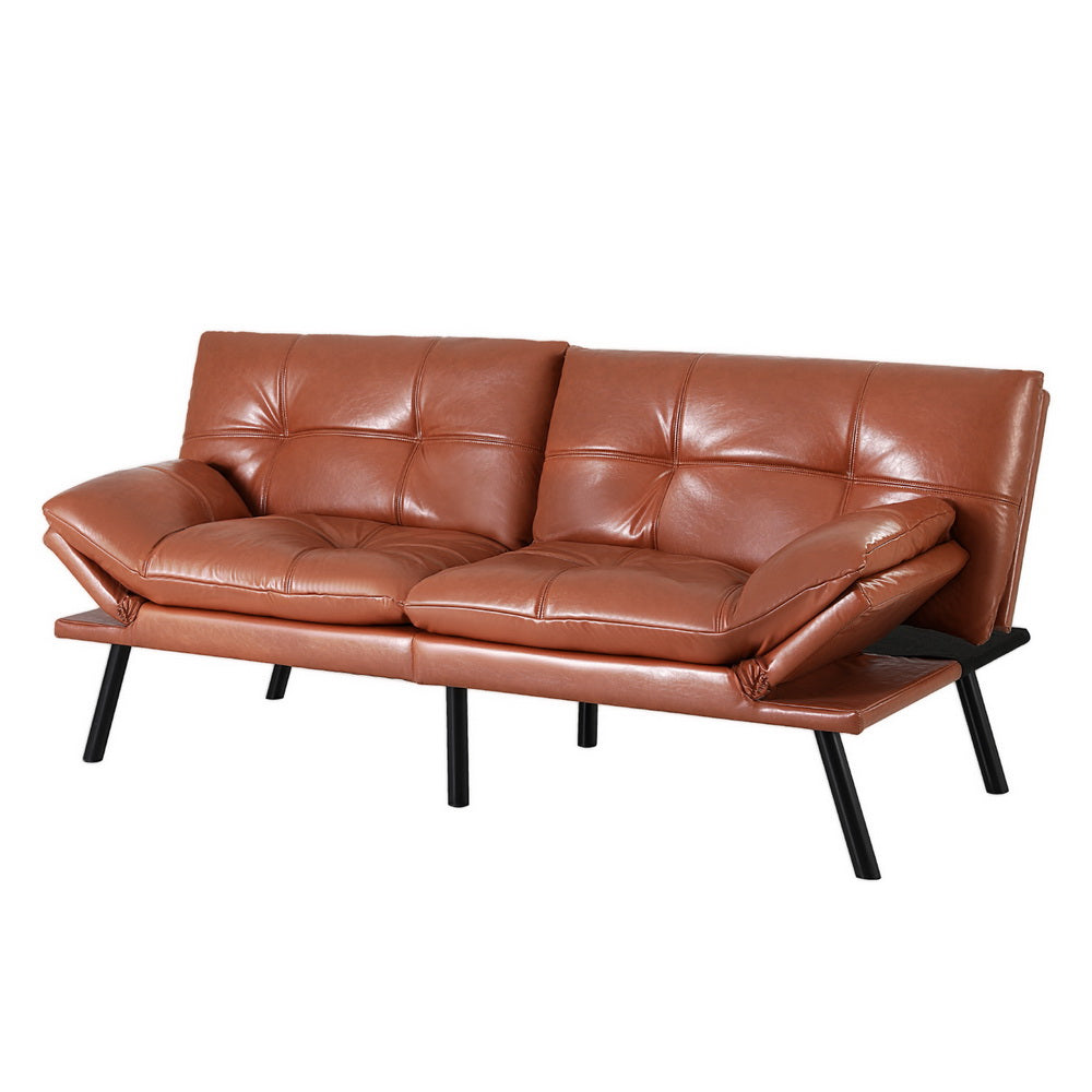 Sofas & Sofa Beds: Artiss Sofa Bed Convertible 3 Seater Couch Recliner Lounge Chair Leather Brown