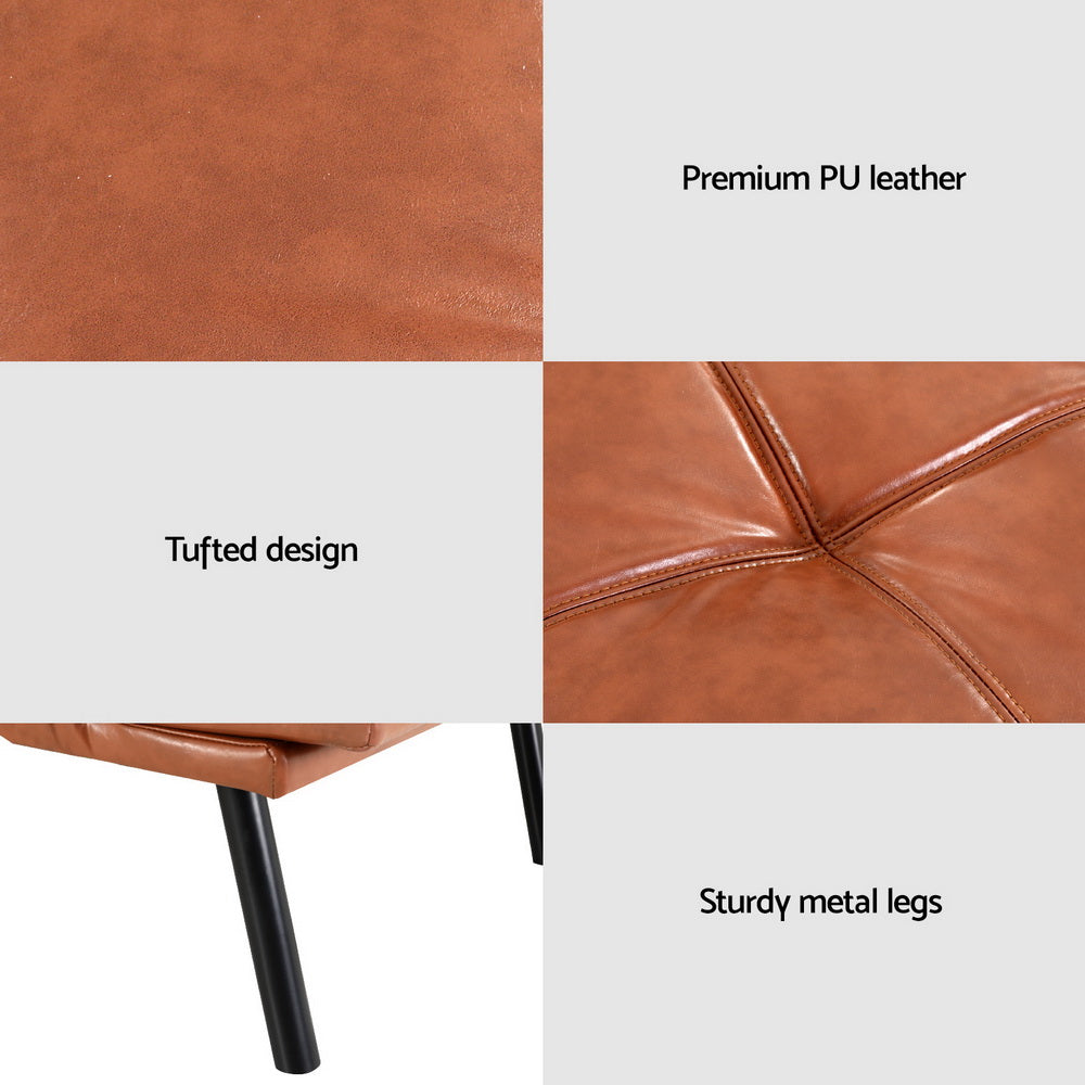 Sofas & Sofa Beds: Artiss Sofa Bed Convertible 3 Seater Couch Recliner Lounge Chair Leather Brown