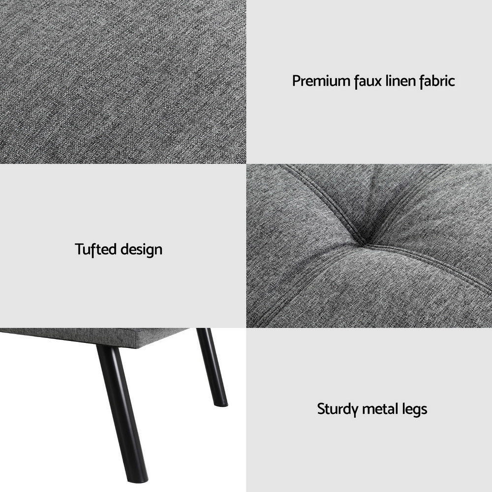 Sofas & Sofa Beds: Artiss Sofa Bed Convertible 3 Seater Couch Recliner Lounge Chair Fabric Grey
