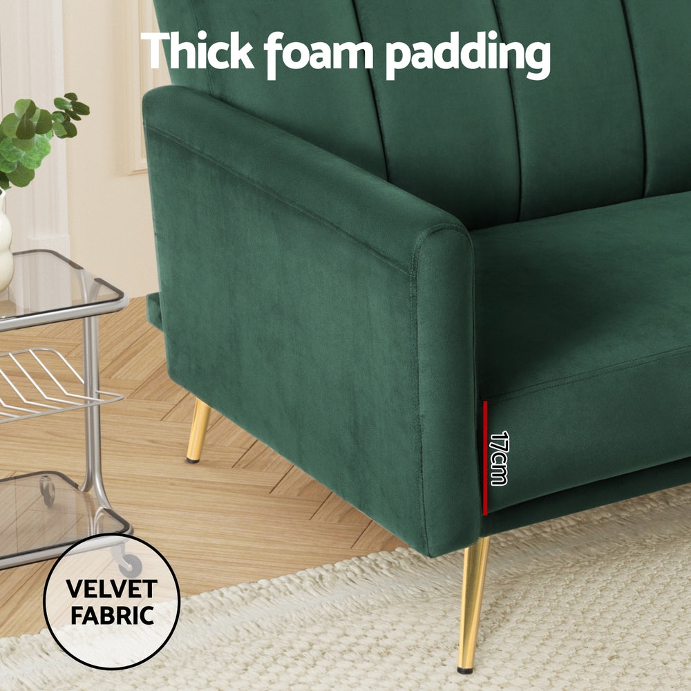 Sofas & Sofa Beds: Artiss Sofa Bed 3 Seater Couch Convertible Lounge Adjustable Arm Recliner Velvet