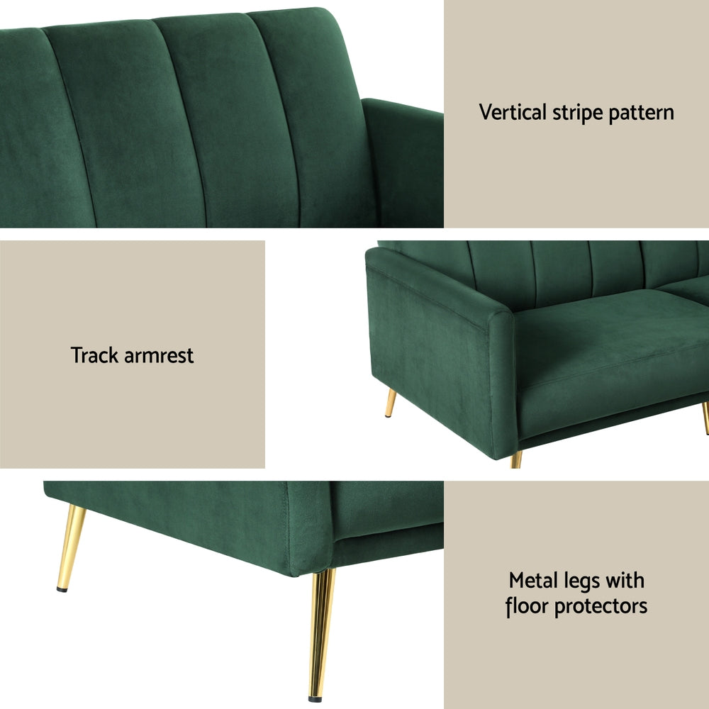 Sofas & Sofa Beds: Artiss Sofa Bed 3 Seater Couch Convertible Lounge Adjustable Arm Recliner Velvet