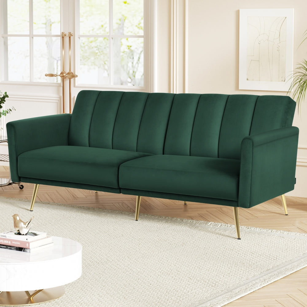 Sofas & Sofa Beds: Artiss Sofa Bed 3 Seater Couch Convertible Lounge Adjustable Arm Recliner Velvet
