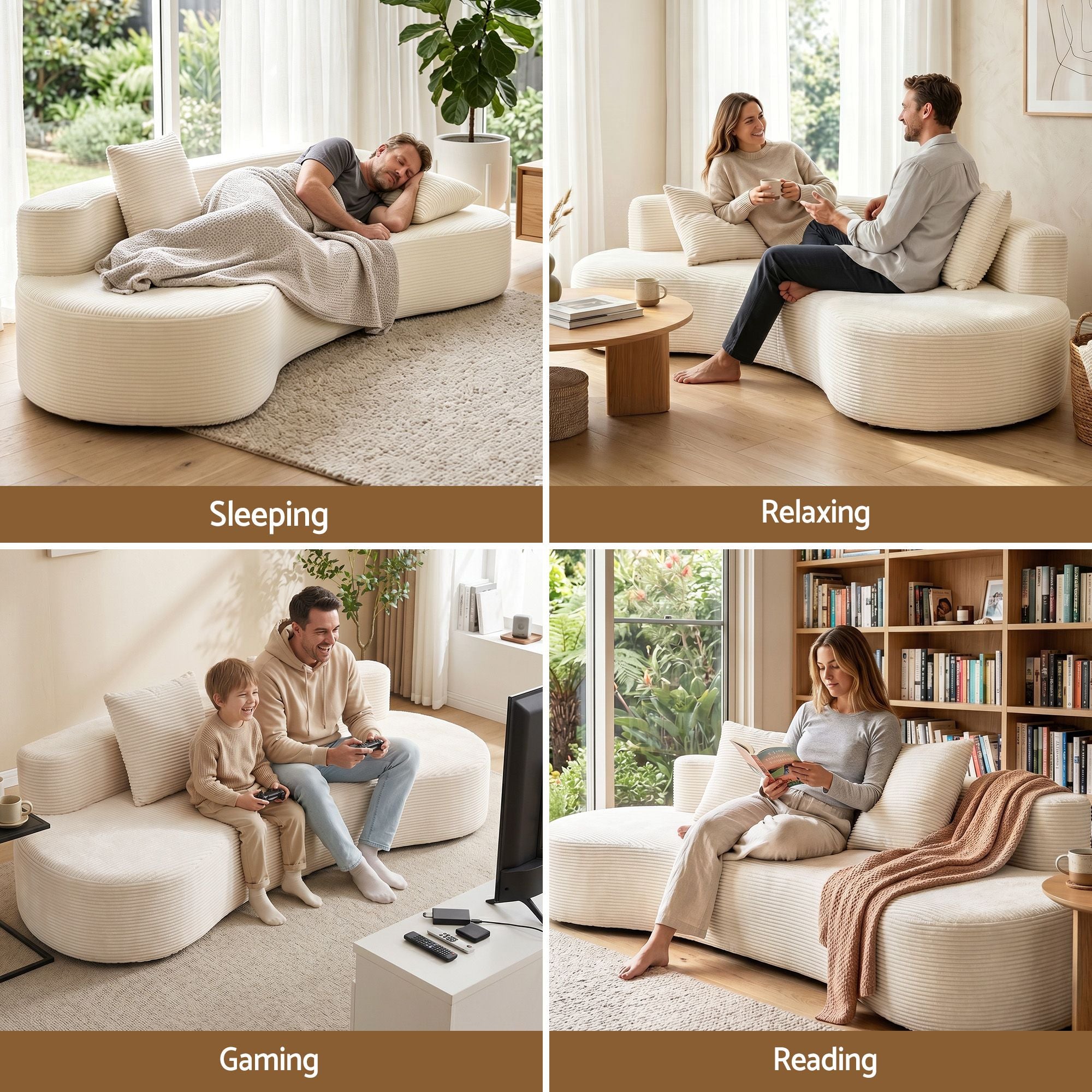 Artiss 228cm Modular Sofa Bed Sectional Boneless Couches for Living Room No Assembly Required