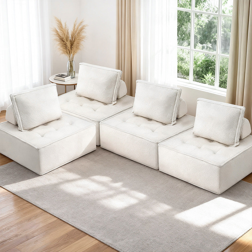 Sofas & Sofa Beds: Artiss Floor Sofa Lounge Chair 4 Seater with Pillow