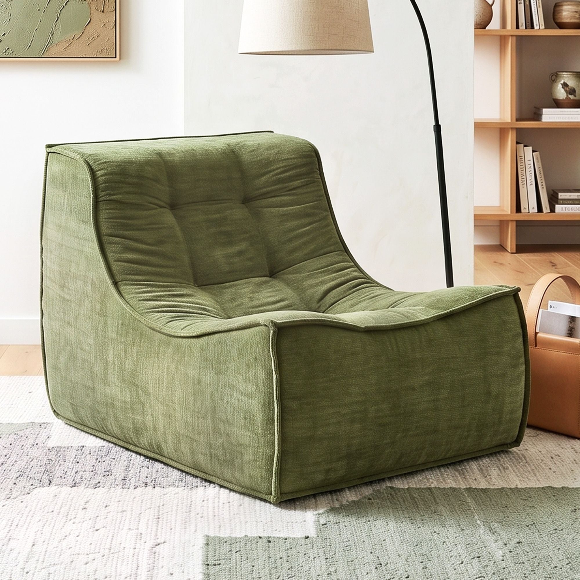 Artiss Floor Sofa Armless Chenille No Assembly Removable Cover Green