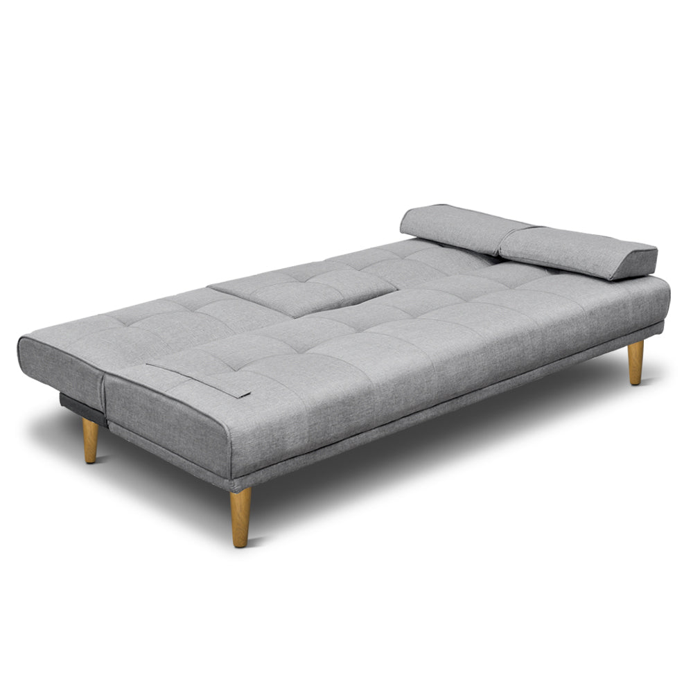 Sofas & Sofa Beds: Artiss Sofa Bed 188CM Grey Faux Linen
