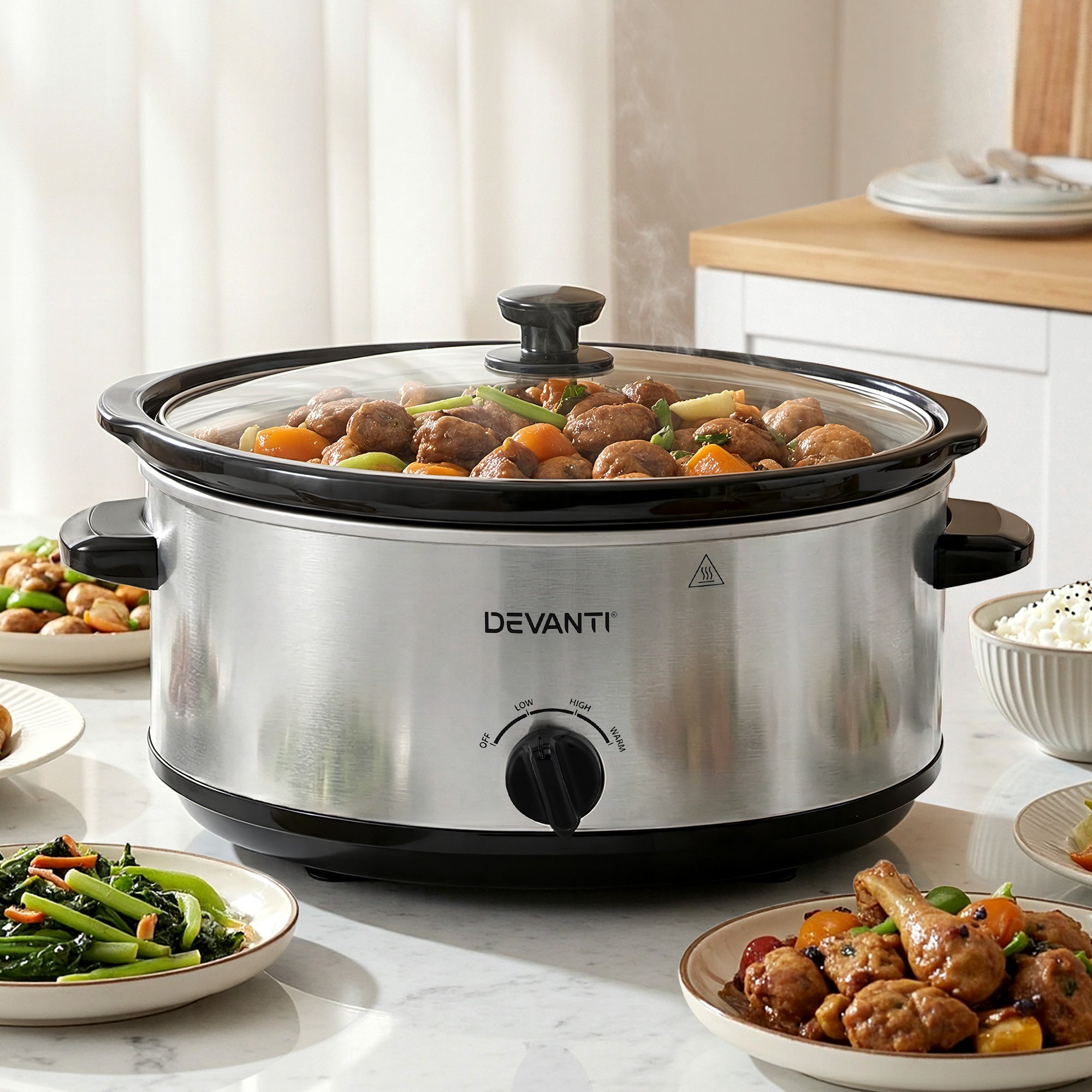 Rice Cookers & Steamers: Devanti 6.5L Slow Cooker Electric Multi Cooker with 3 Heat Settings and Keep Warm Function