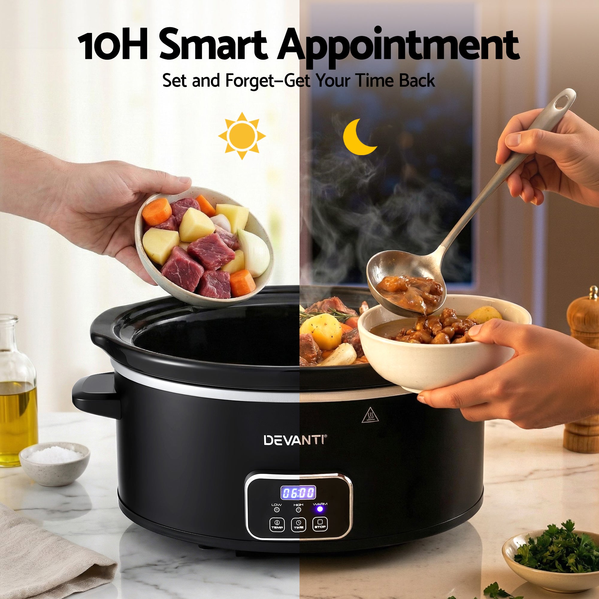 Rice Cookers & Steamers: Devanti 5.6L Slow Cooker Electric Multi Cooker with 3 Heat Settings and Keep Warm Function