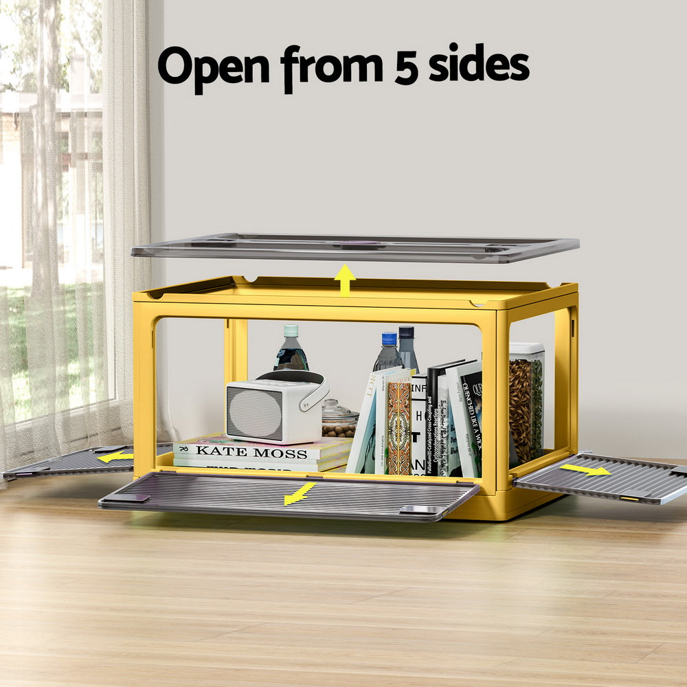 Storage Boxes: Artiss Storage Box Container Foldable Stackable 5 Sides Open Transparent 115L