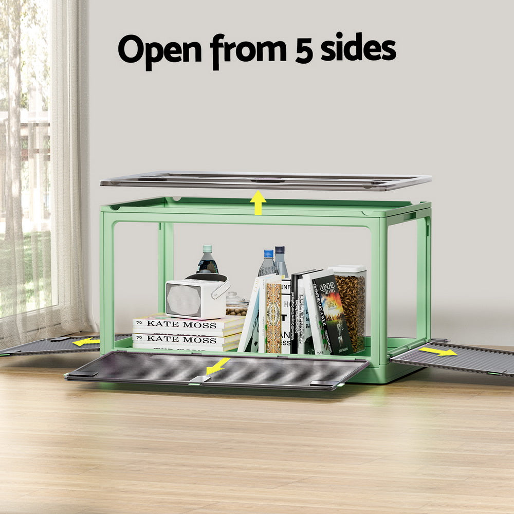 Storage Boxes: Artiss Storage Box Container Foldable Stackable 5 Sides Open Transparent 140L