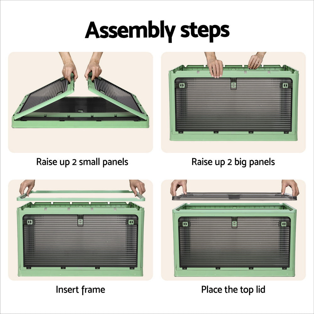 Storage Boxes: Artiss Storage Box Container Foldable Stackable 5 Sides Open Transparent 140L