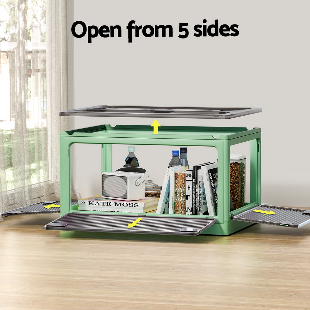 Storage Boxes: Artiss Storage Box Container Foldable Stackable 5 Sides Open Transparent 82L