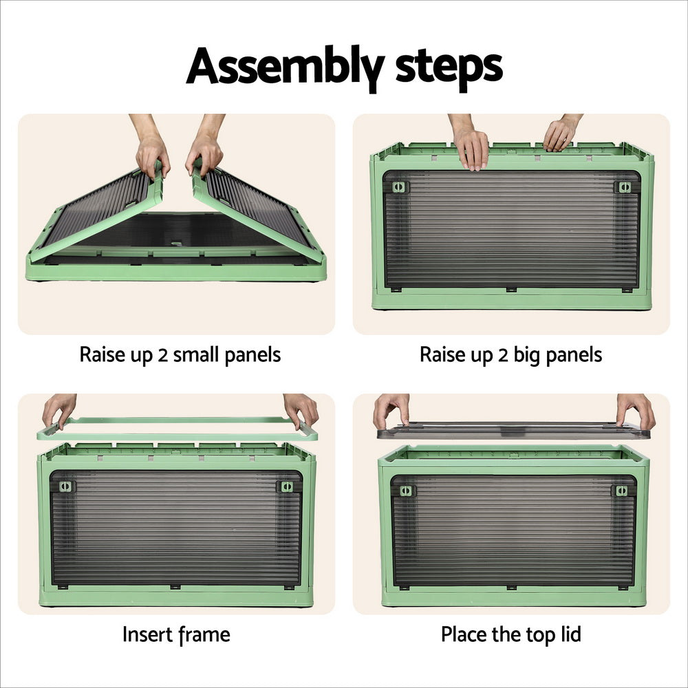 Storage Boxes: Artiss Storage Box Container Foldable Stackable 5 Sides Open Transparent 82L