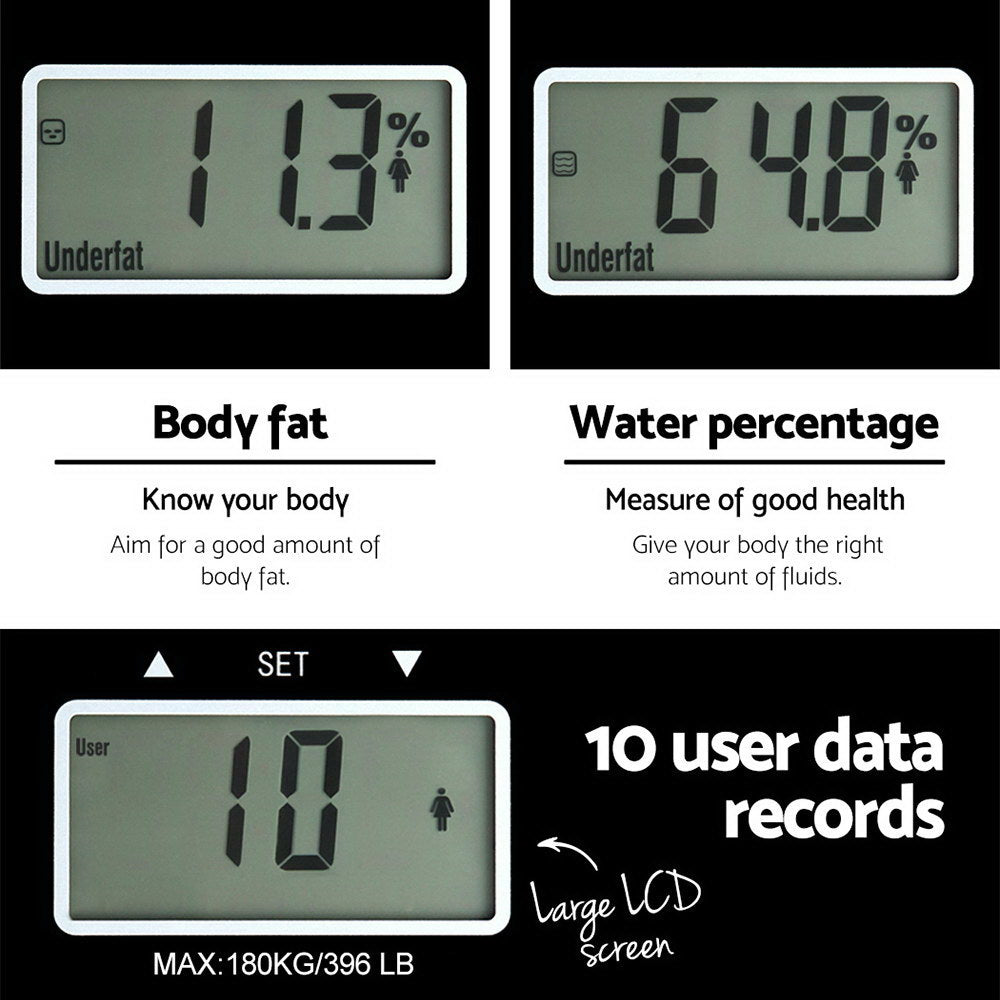 Bathroom Scales: Everfit Body Fat Bathroom Scale Weighing Water Body Fat Gym 180KG