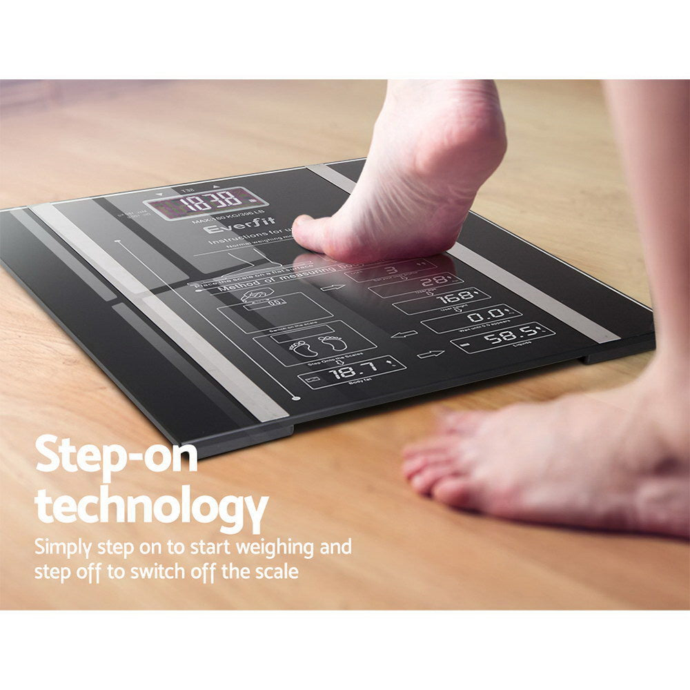 Bathroom Scales: Everfit Body Fat Bathroom Scale Weighing Water Body Fat Gym 180KG