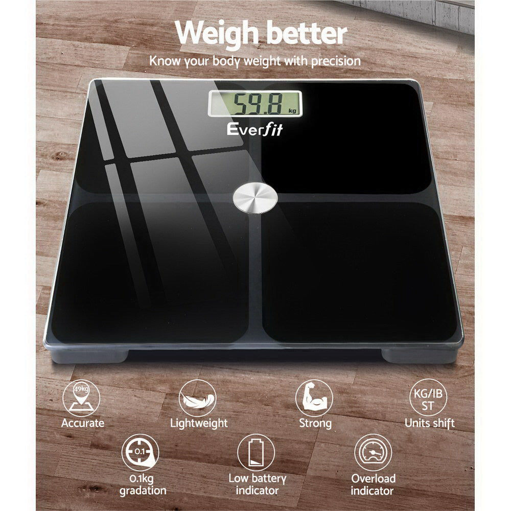 Bathroom Scales: Everfit Electronic Digital Bathroom Scale Weighing Tracker Gym 180KG
