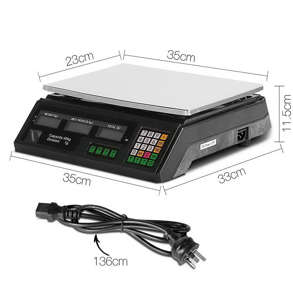 Kitchen Scales: Emajin Scales Digital Kitchen 40KG Weighing Scales Platform Scales Black LCD