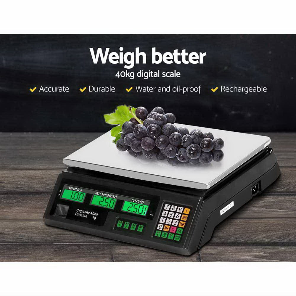 Kitchen Scales: Emajin Scales Digital Kitchen 40KG Weighing Scales Platform Scales Black LCD