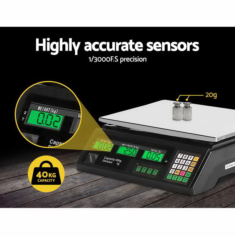 Kitchen Scales: Emajin Scales Digital Kitchen 40KG Weighing Scales Platform Scales Black LCD