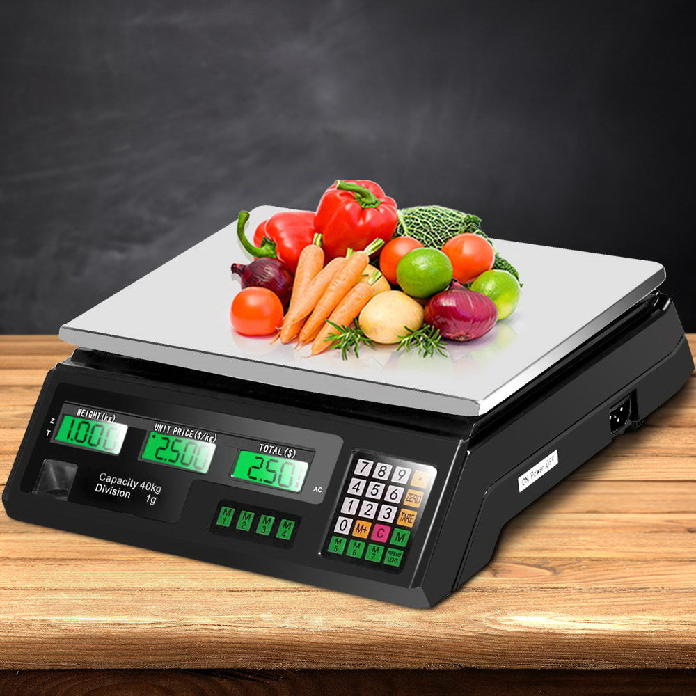 Kitchen Scales: Emajin Scales Digital Kitchen 40KG Weighing Scales Platform Scales Black LCD