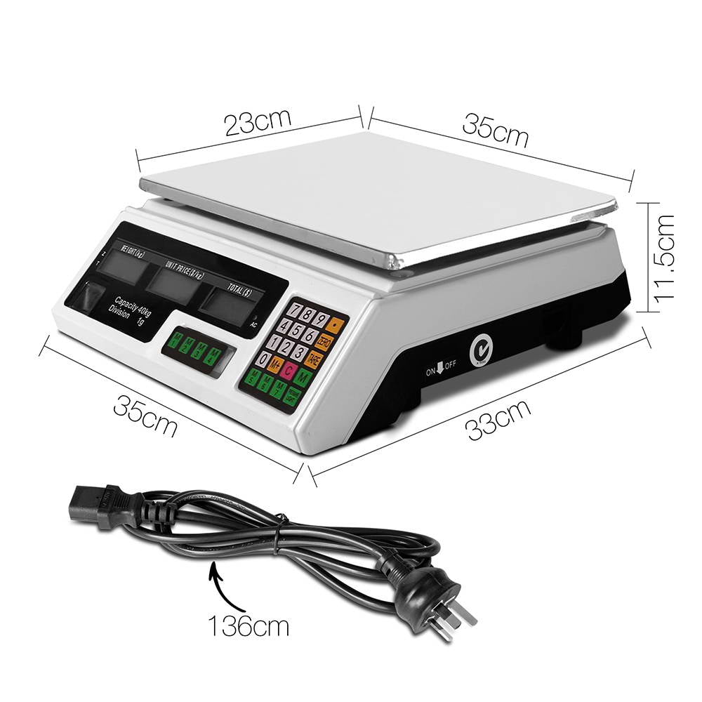 Kitchen Scales: Emajin Scales Digital Kitchen 40KG Weighing Scales Platform Scales White LCD