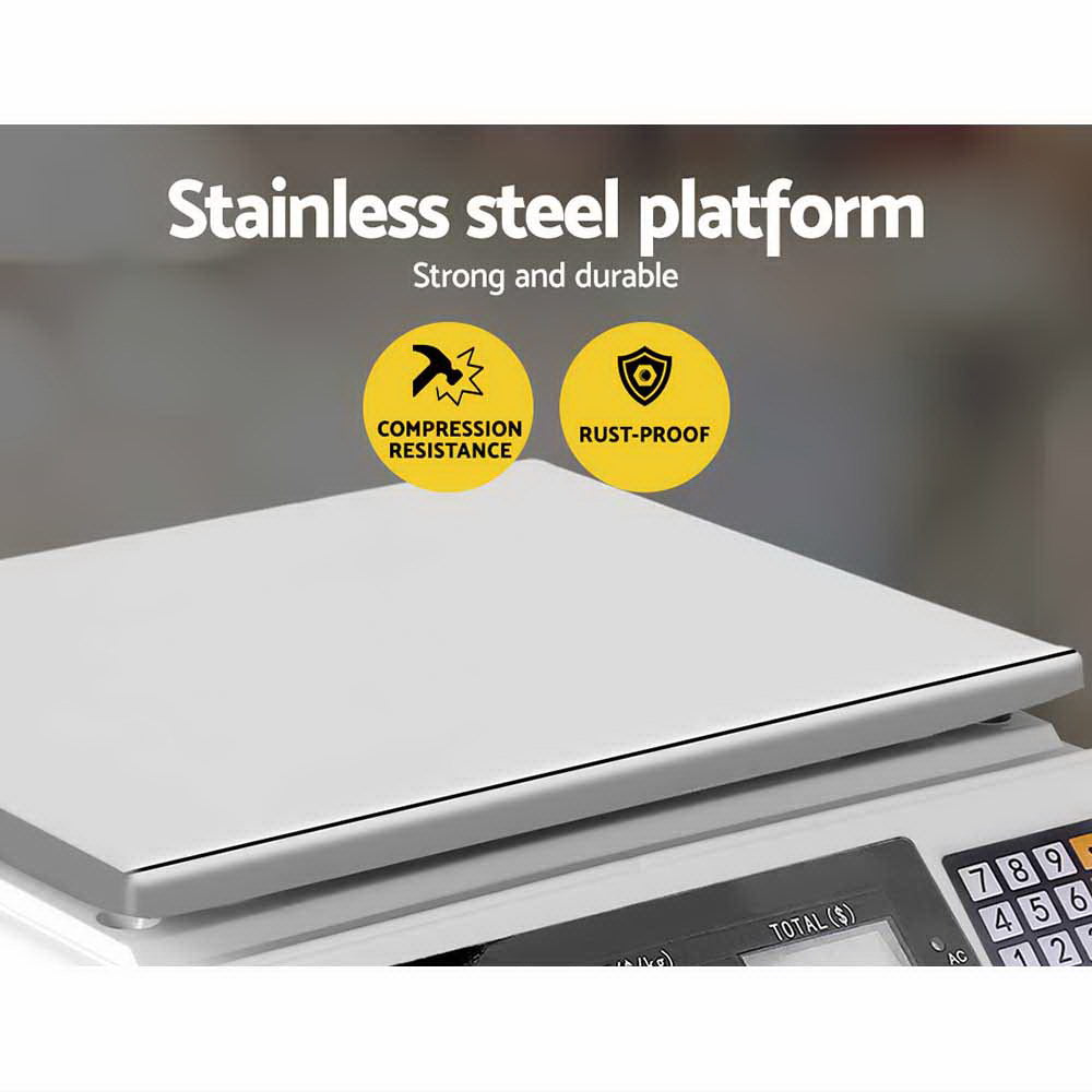 Kitchen Scales: Emajin Scales Digital Kitchen 40KG Weighing Scales Platform Scales White LCD