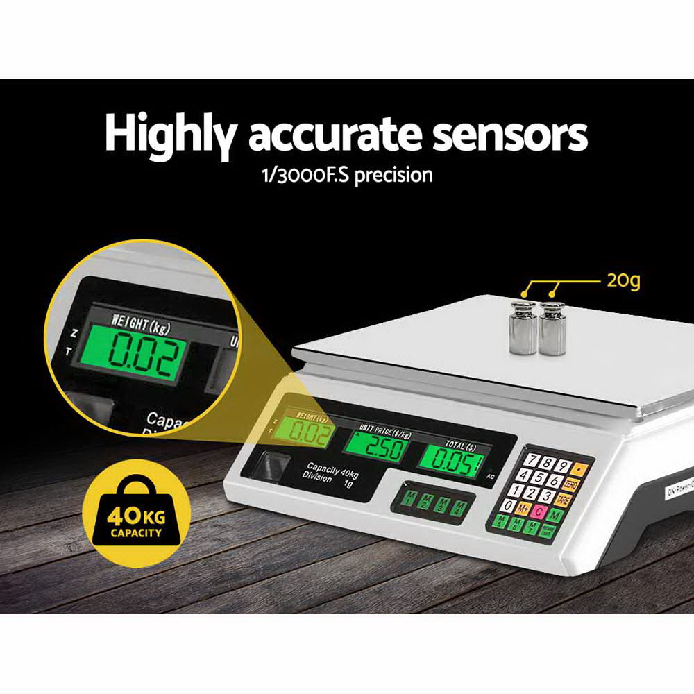 Kitchen Scales: Emajin Scales Digital Kitchen 40KG Weighing Scales Platform Scales White LCD