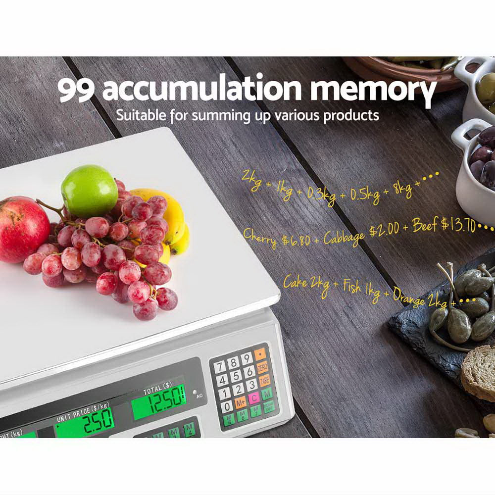 Kitchen Scales: Emajin Scales Digital Kitchen 40KG Weighing Scales Platform Scales White LCD