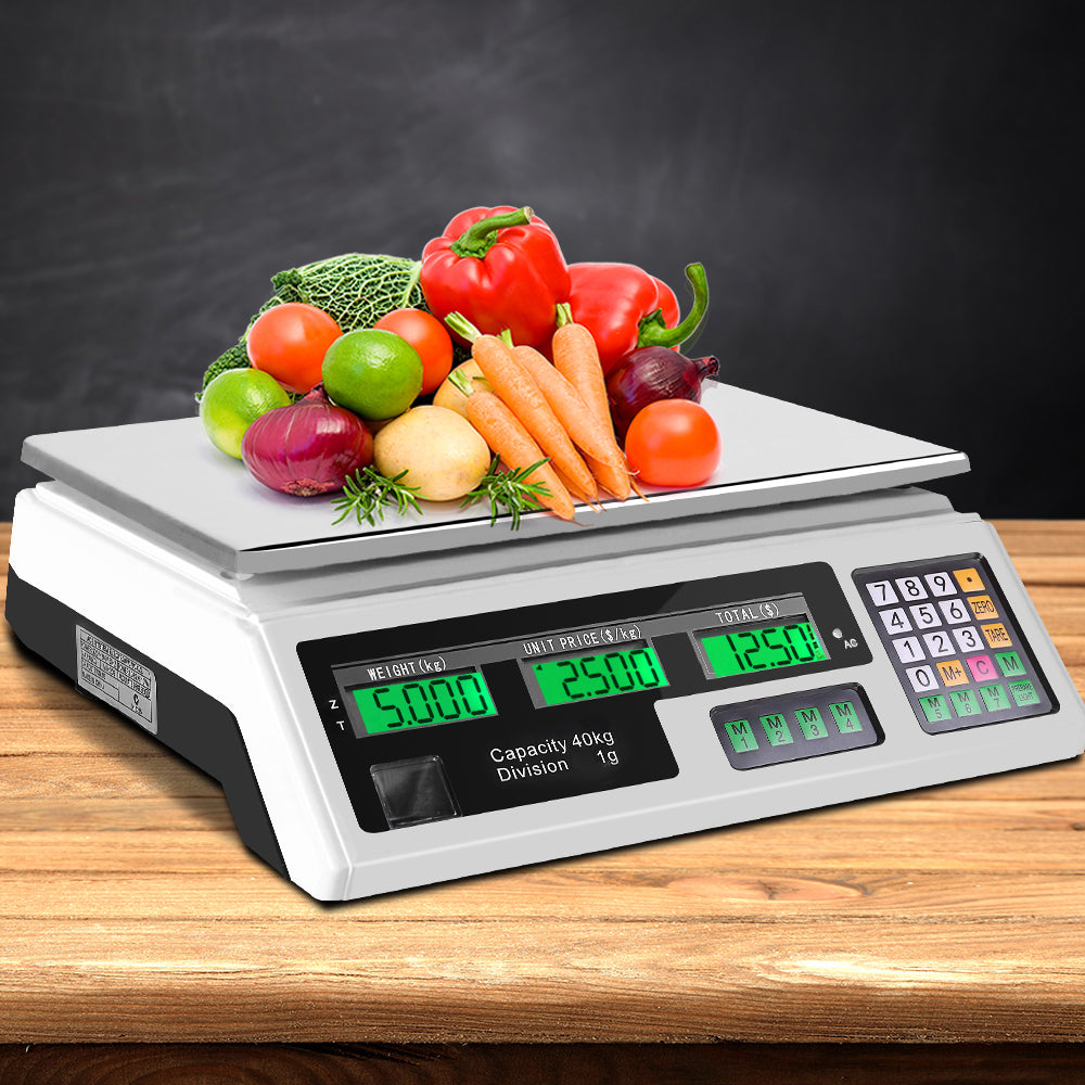 Kitchen Scales: Emajin Scales Digital Kitchen 40KG Weighing Scales Platform Scales White LCD