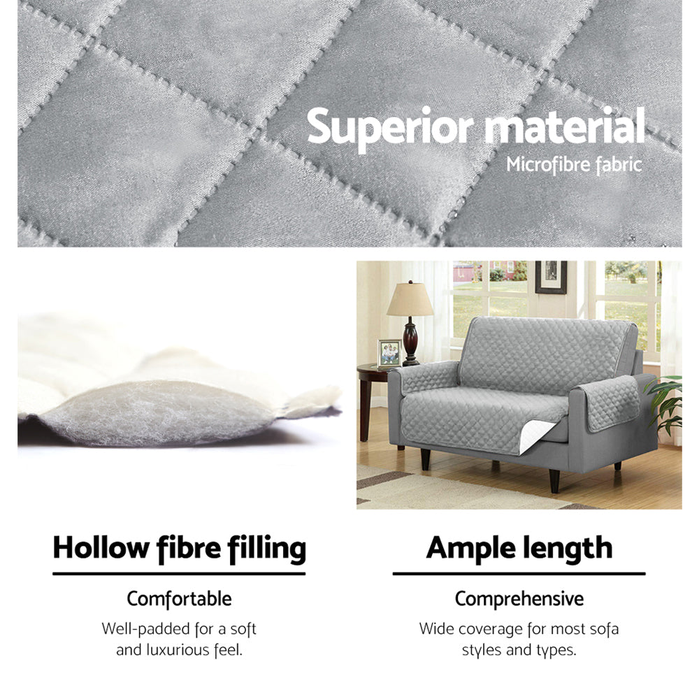 Sofa Accessories: Artiss Sofa Cover Couch Covers 3 Seater Quilted Grey