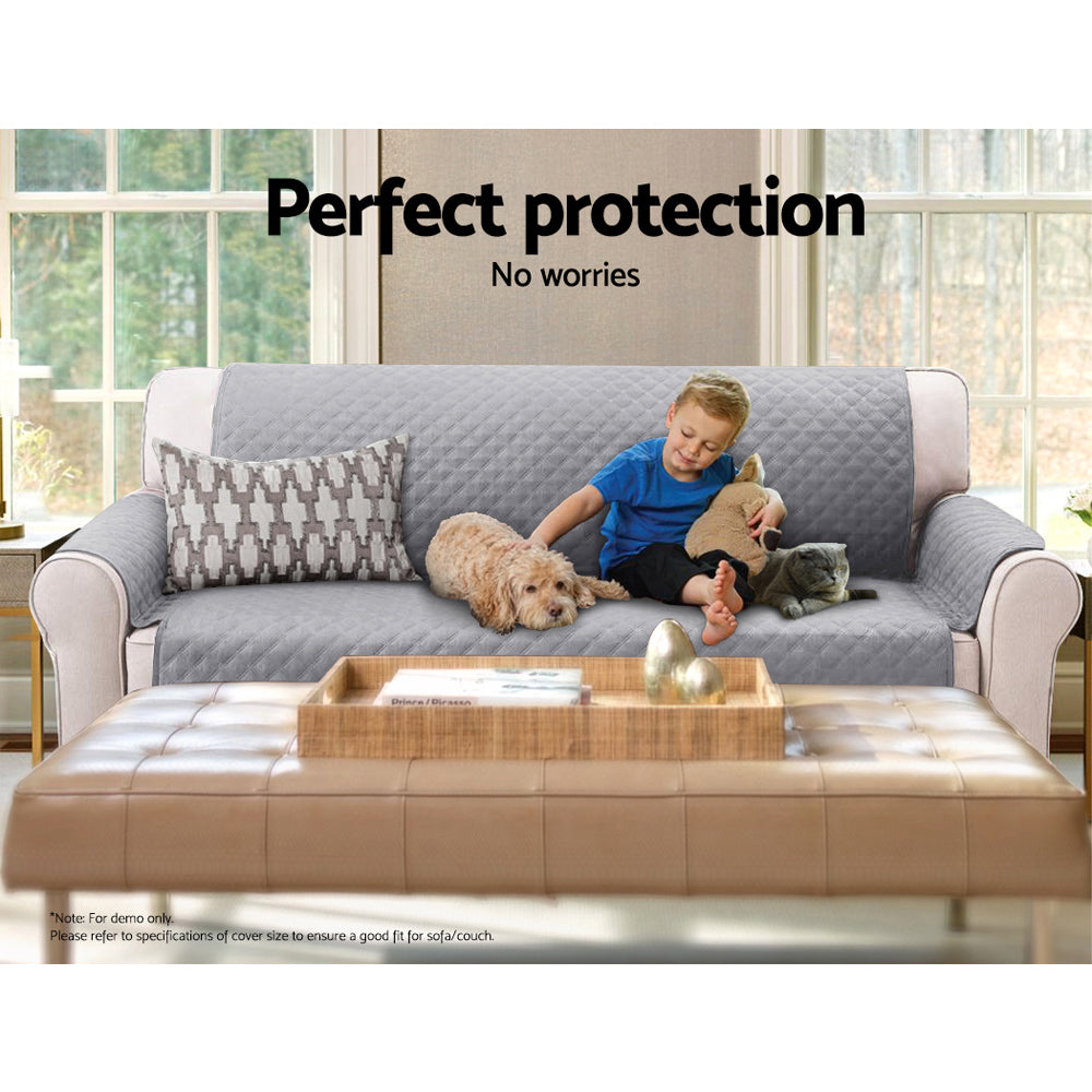 Sofa Accessories: Artiss Sofa Cover Couch Covers 3 Seater Quilted Grey