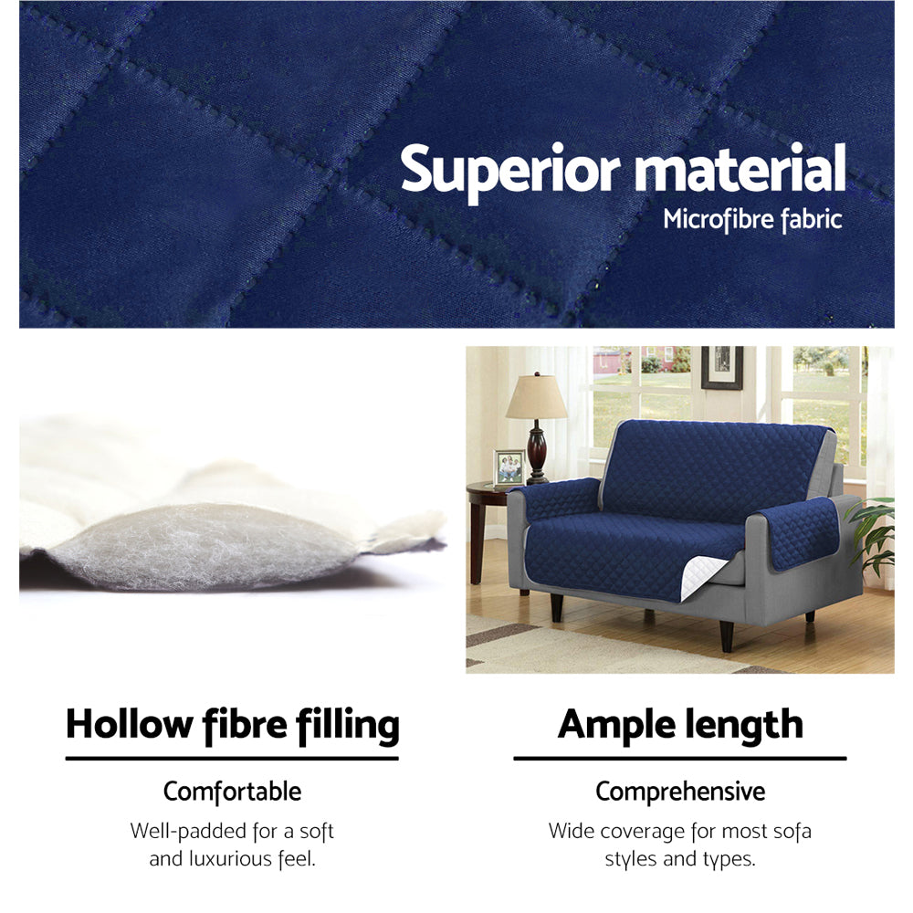 Arm Chairs & Recliners: Artiss Sofa Cover Couch Covers 3 Seater Quilted Navy