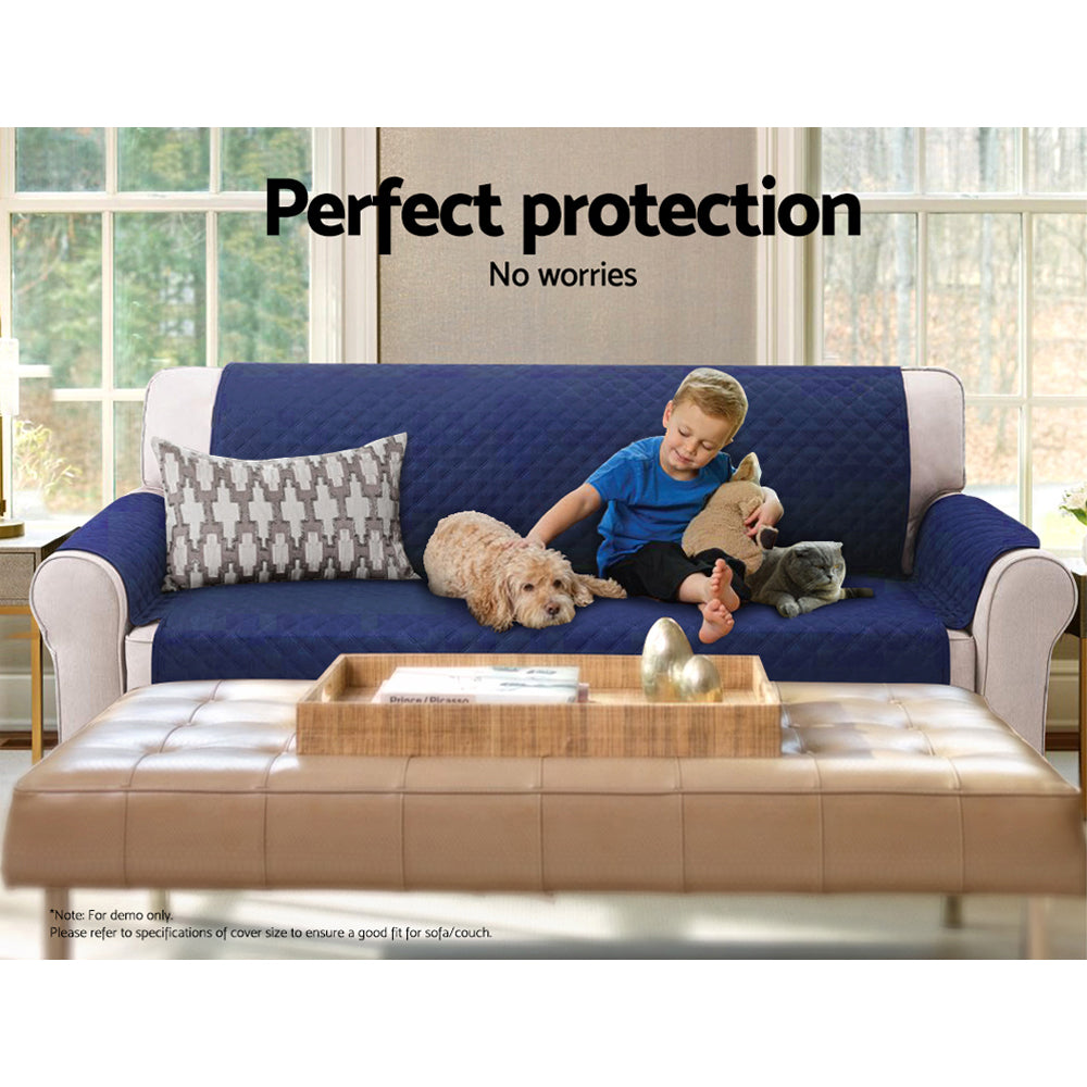 Arm Chairs & Recliners: Artiss Sofa Cover Couch Covers 3 Seater Quilted Navy