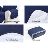 98765-Artiss Sofa Cover Couch Covers 3 Seater Quilted Navy