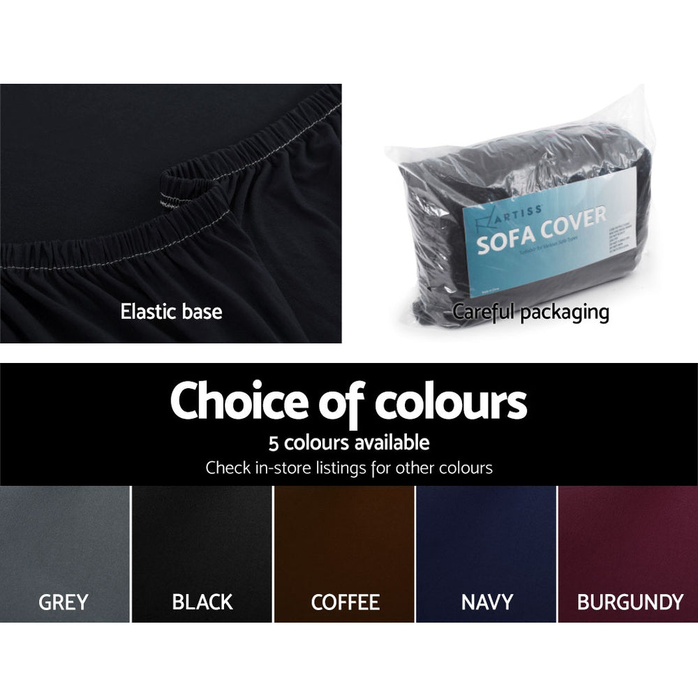 Sofa Accessories: Artiss Sofa Cover Couch Covers 3 Seater Stretch Black