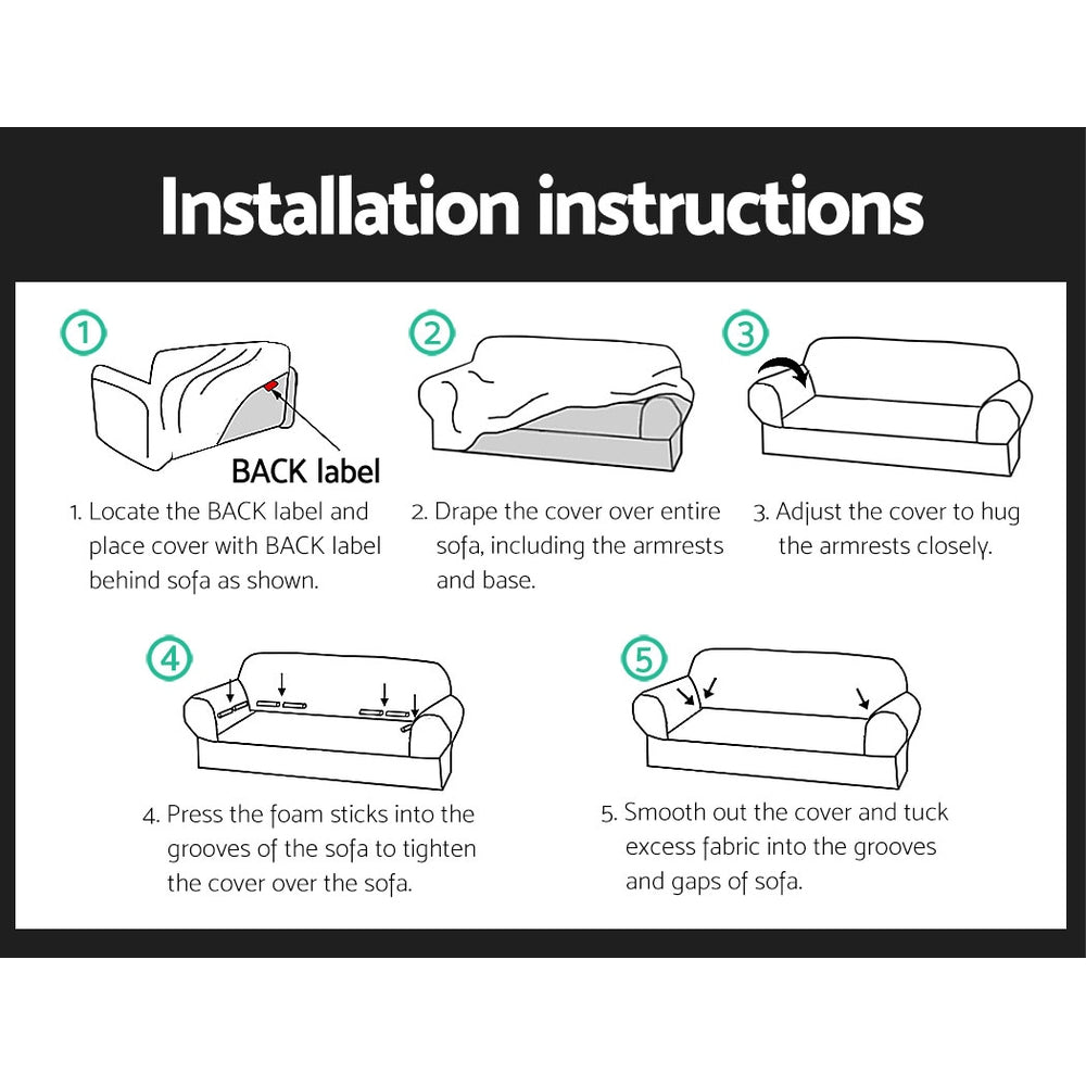 Sofa Accessories: Artiss Sofa Cover Couch Covers 3 Seater Stretch Black