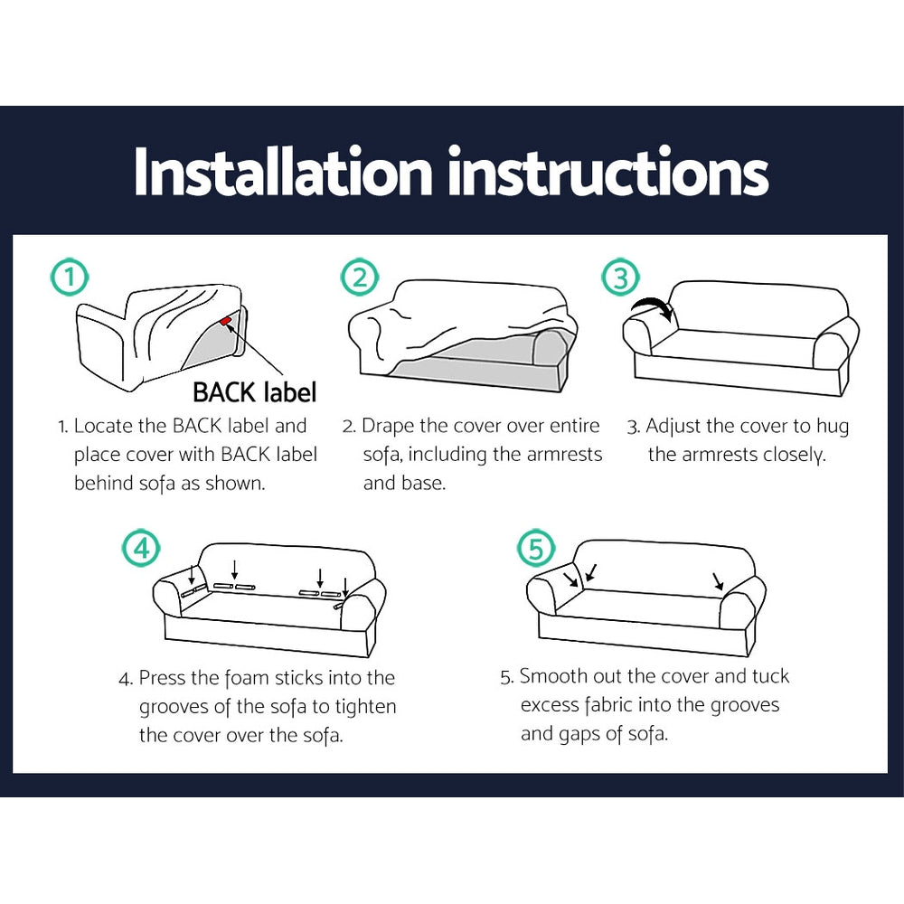 Sofa Accessories: Artiss Sofa Cover Couch Covers 3 Seater Stretch Navy