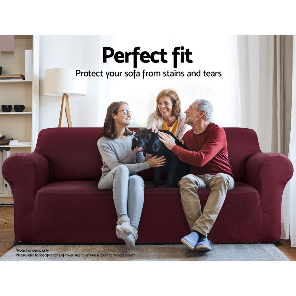 Sofa Accessories: Artiss Sofa Cover Couch Covers 3 Seater Stretch Burgundy