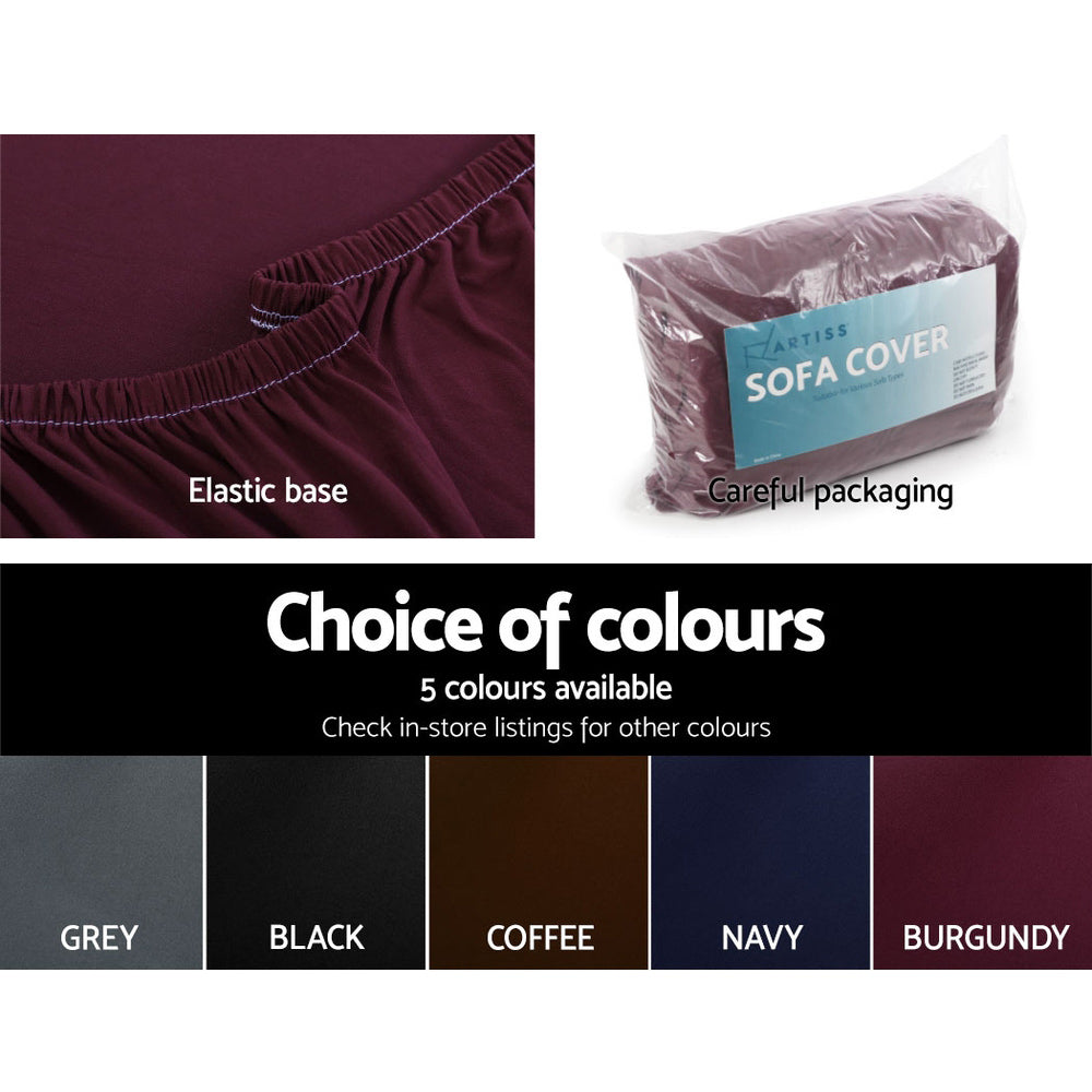 Sofa Accessories: Artiss Sofa Cover Couch Covers 3 Seater Stretch Burgundy