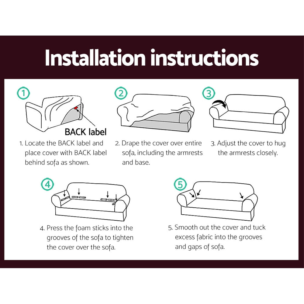Sofa Accessories: Artiss Sofa Cover Couch Covers 3 Seater Stretch Burgundy