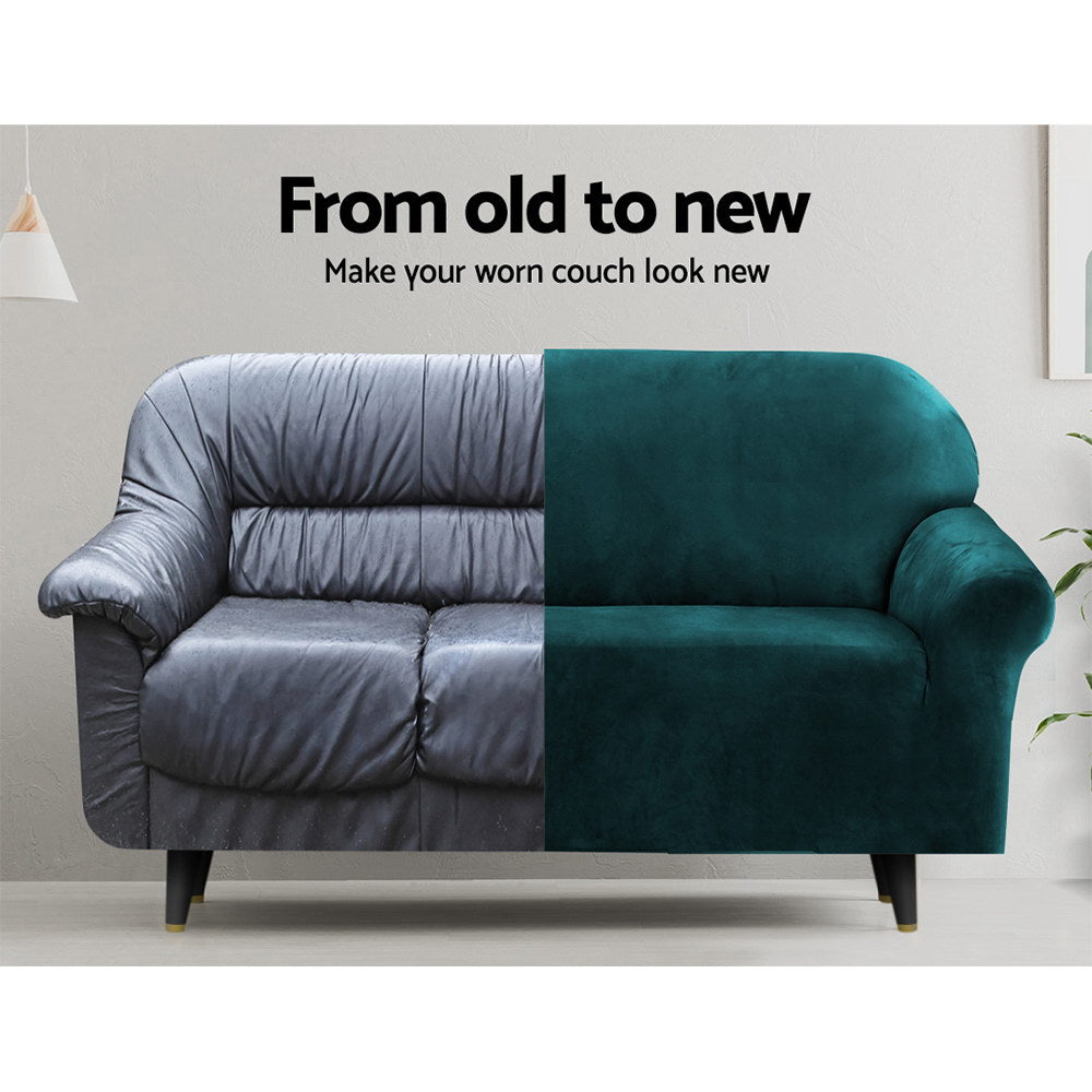 Sofa Accessories: Artiss Sofa Cover Couch Covers 1 Seater Velvet Agate Green