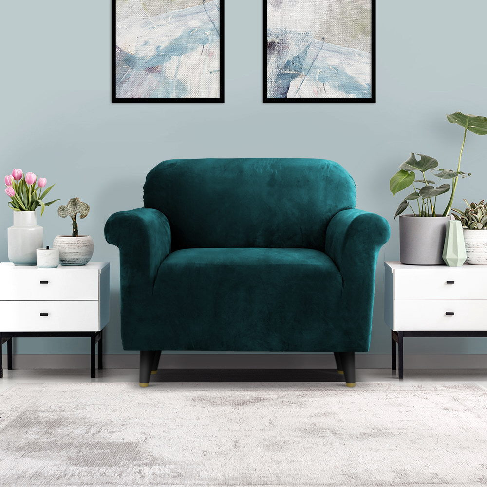 Sofa Accessories: Artiss Sofa Cover Couch Covers 1 Seater Velvet Agate Green