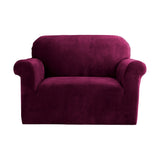 Arm Chairs & Recliners: Artiss Sofa Cover Couch Covers 1 Seater Velvet Ruby Red